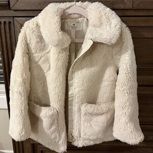 H&M kids toddler Cream Faux Fur Jacket
